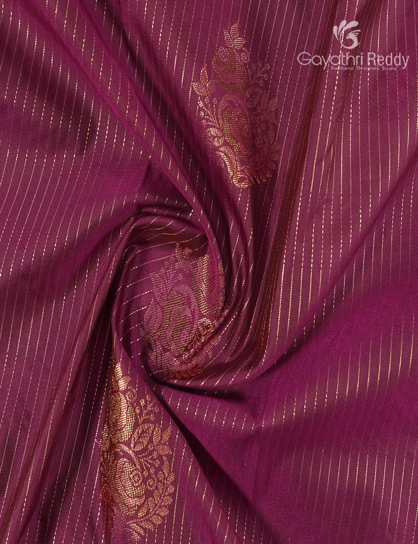 Semi Kanchipuram Silk Saree in Magenta Pink and Brown