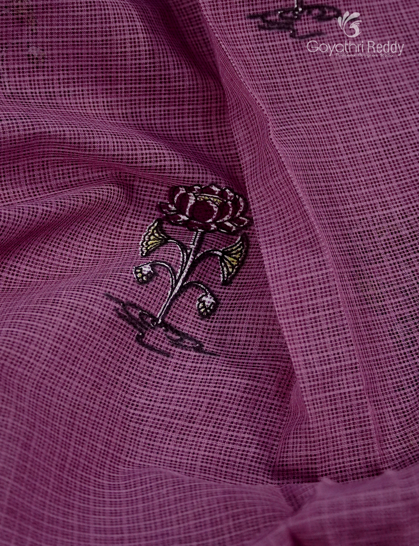 Premium Quality Cotton Kota Saree in Deep Onion Pink and Deep Plum