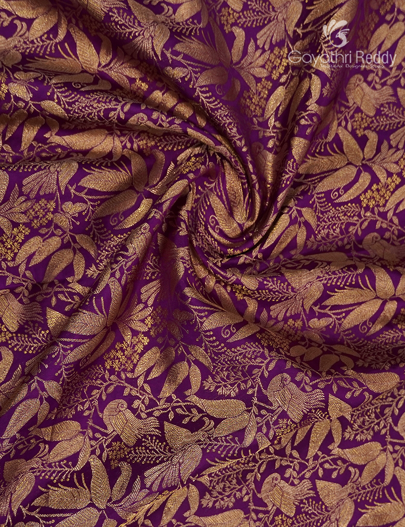 Pure Kanchipuram Bridal Silk Saree in Purple ( Brocade)
