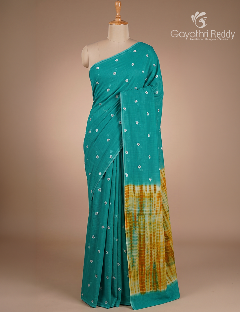 Pure MulMul Cotton Saree in Sea Green
