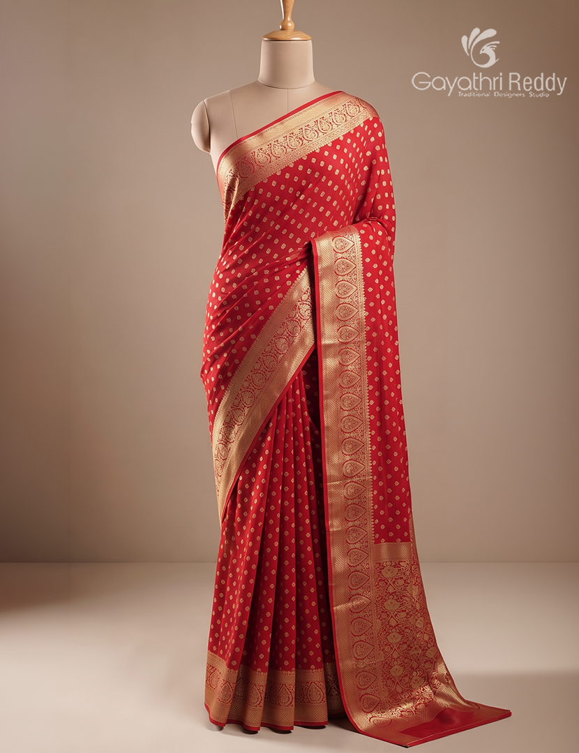 Banaras Georgette Saree in Bridal Red