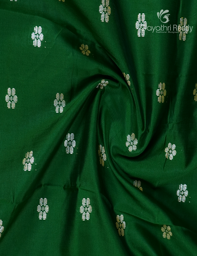 Semi Banaras Katan Silk Saree in Deep Green