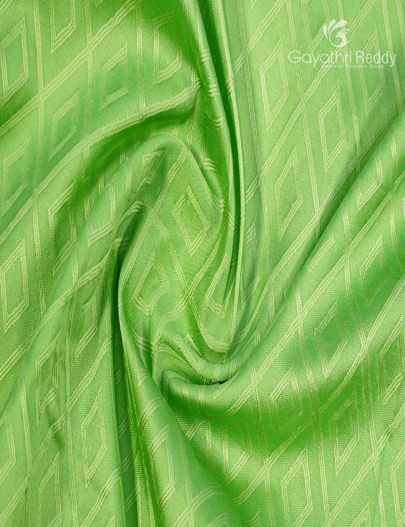 Semi Katan Silk Saree in Apple Green and Red