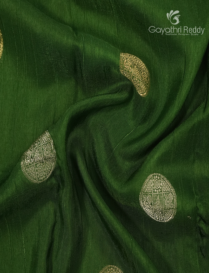 Semi Mysore Crepe Saree in Mango Green