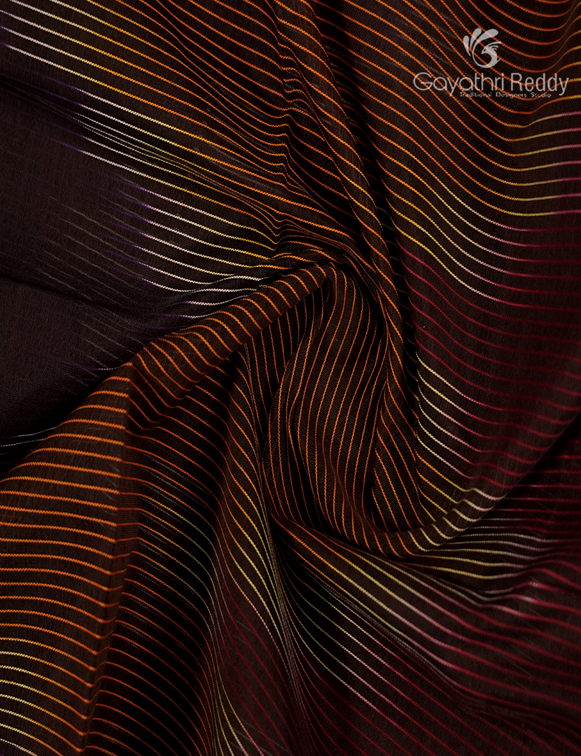 Semi Ikat Sico Saree in Brown