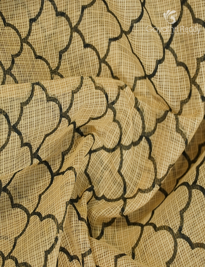Premium Quality Cotton Kota Saree in Beige and Deep Pink