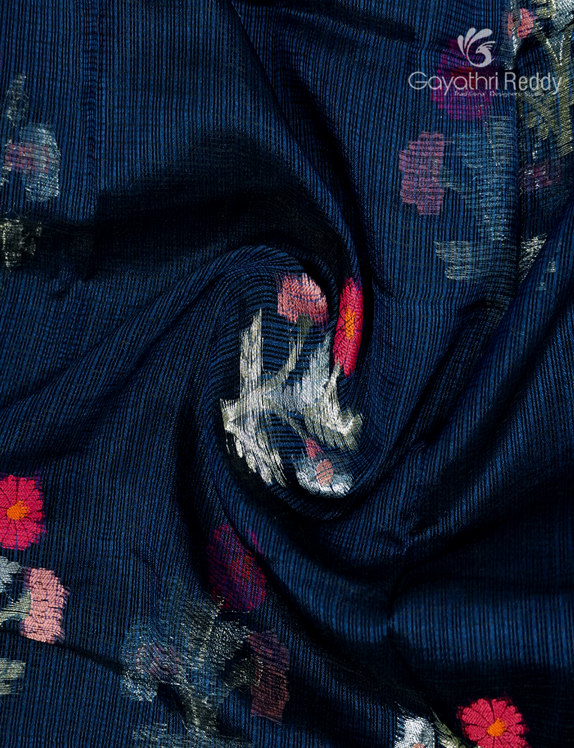 Pure Silk Kota Saree in Navy Blue
