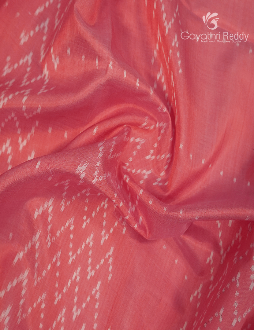 Pure Ikat Silk Saree in Baby Pink and Rani Pink