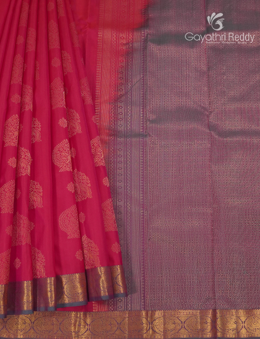 Pure Kanchipuram Silk Saree in Rose Pink
