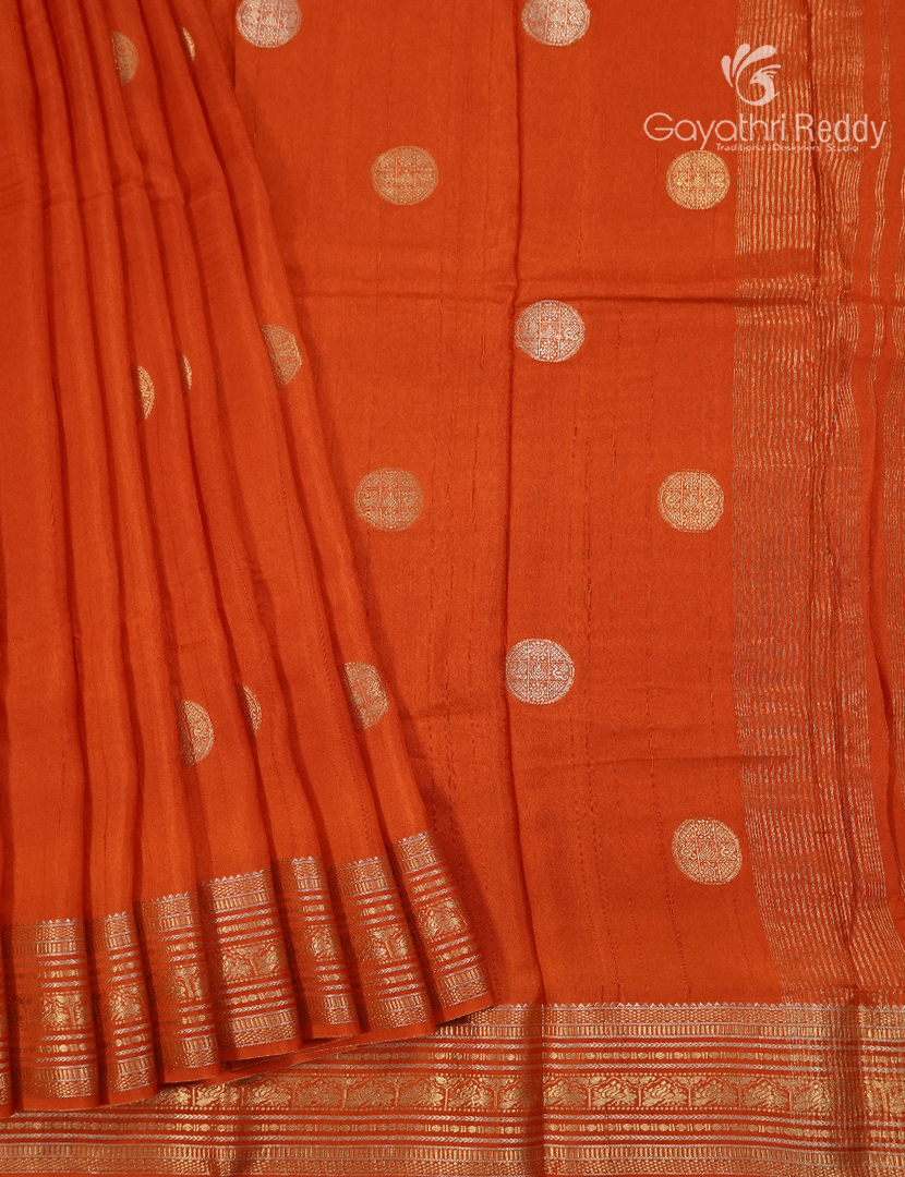 Semi Mysore Crepe Saree in Orange