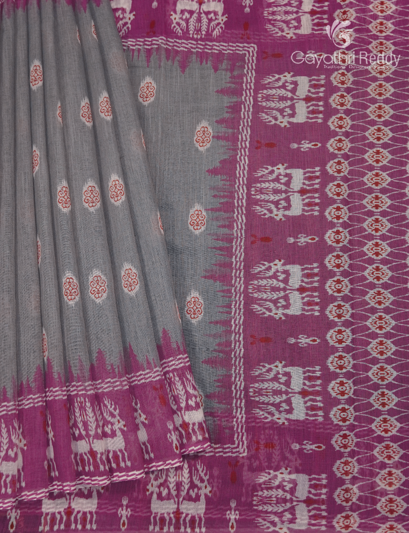 Linen Cotton Saree in Grey