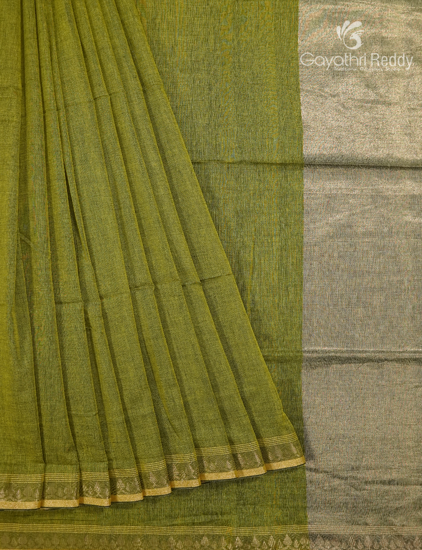 Jamdani Cotton Saree in Mehendi Green