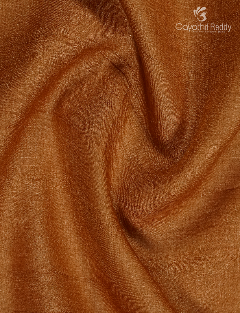 Pure Desi Tussar Fancy Saree in Deep Mustard