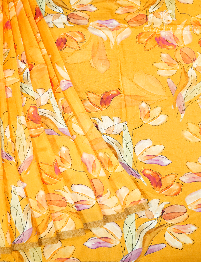 Semi Tussar Silk Saree in Yellow