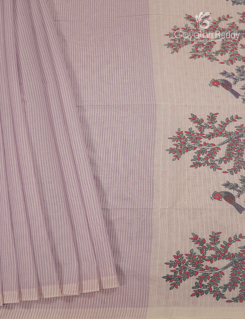 Pure Kanchi Cotton Printed Saree in Lilac