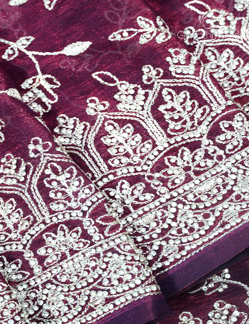 Tissue Fancy Party Wear in Plum