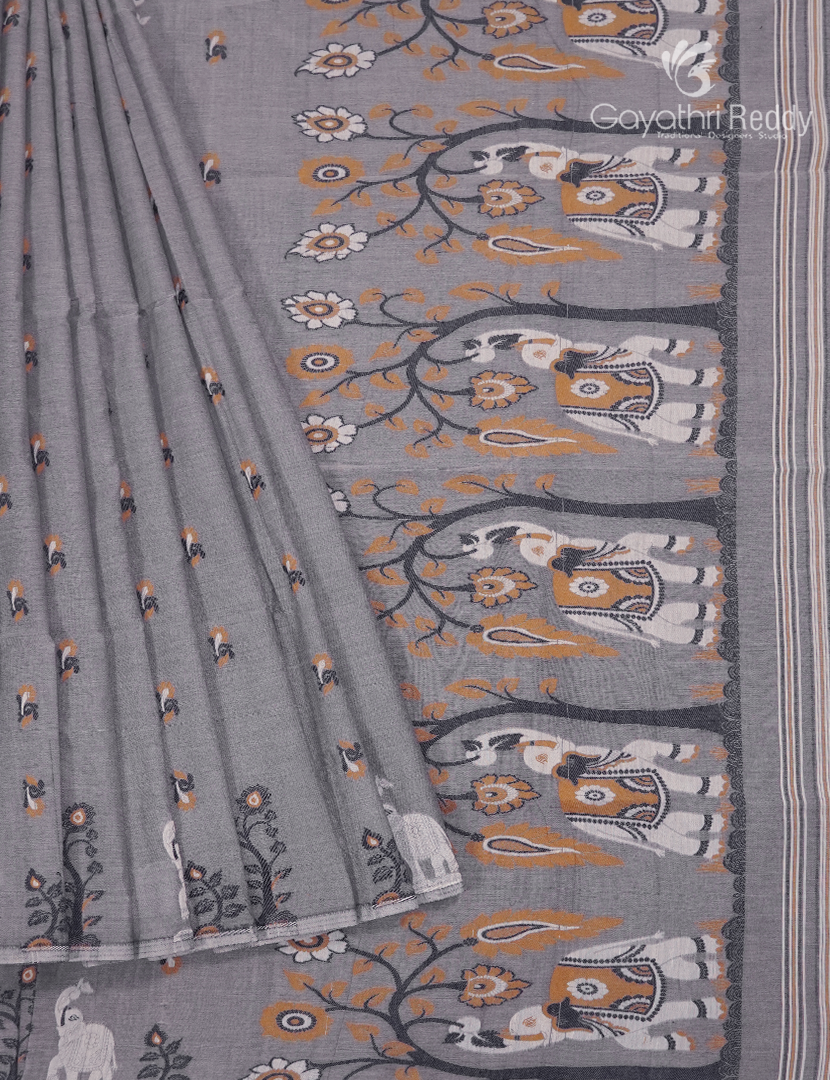 Jamdani Cotton Saree in Grey