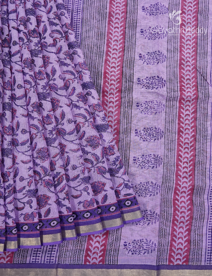 Premium Quality Cotton Kota Saree in Lavender and Purple