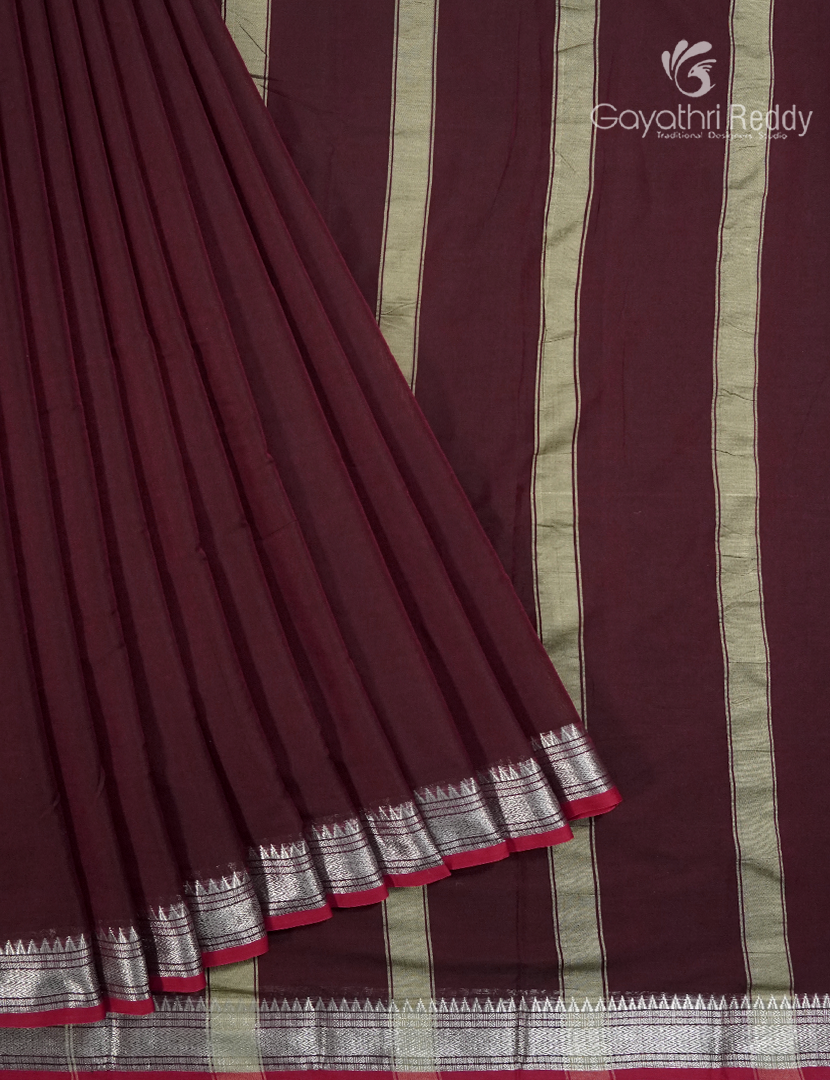 Pure Narayanpet Cotton Saree in Brown