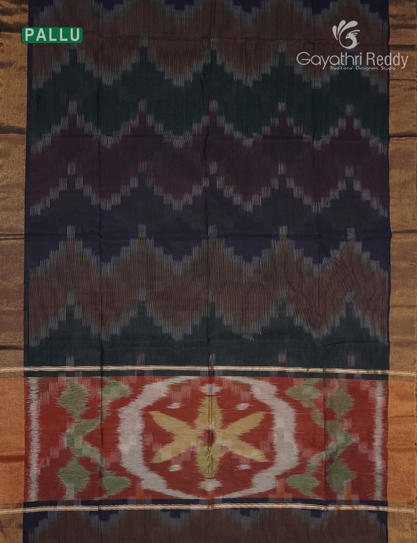 Semi Ikat Sico Saree in Navy Blue