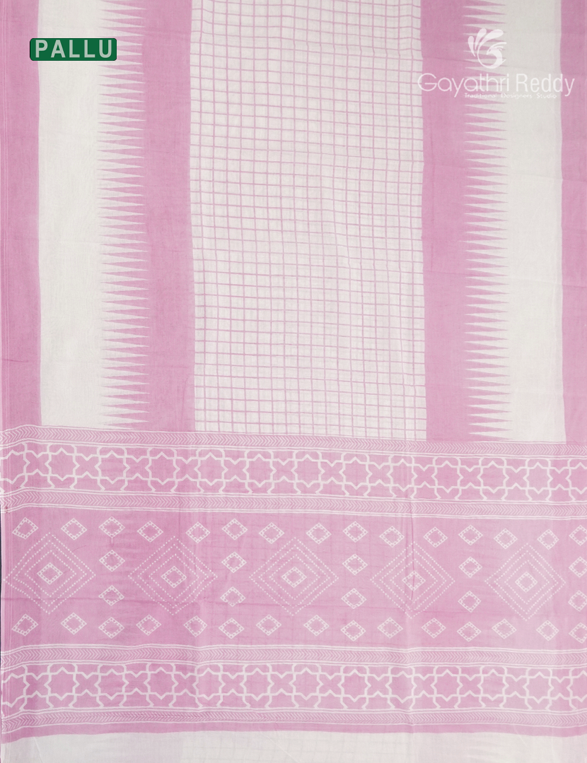 Pure MulMul Cotton Saree in Cream and Baby Pink