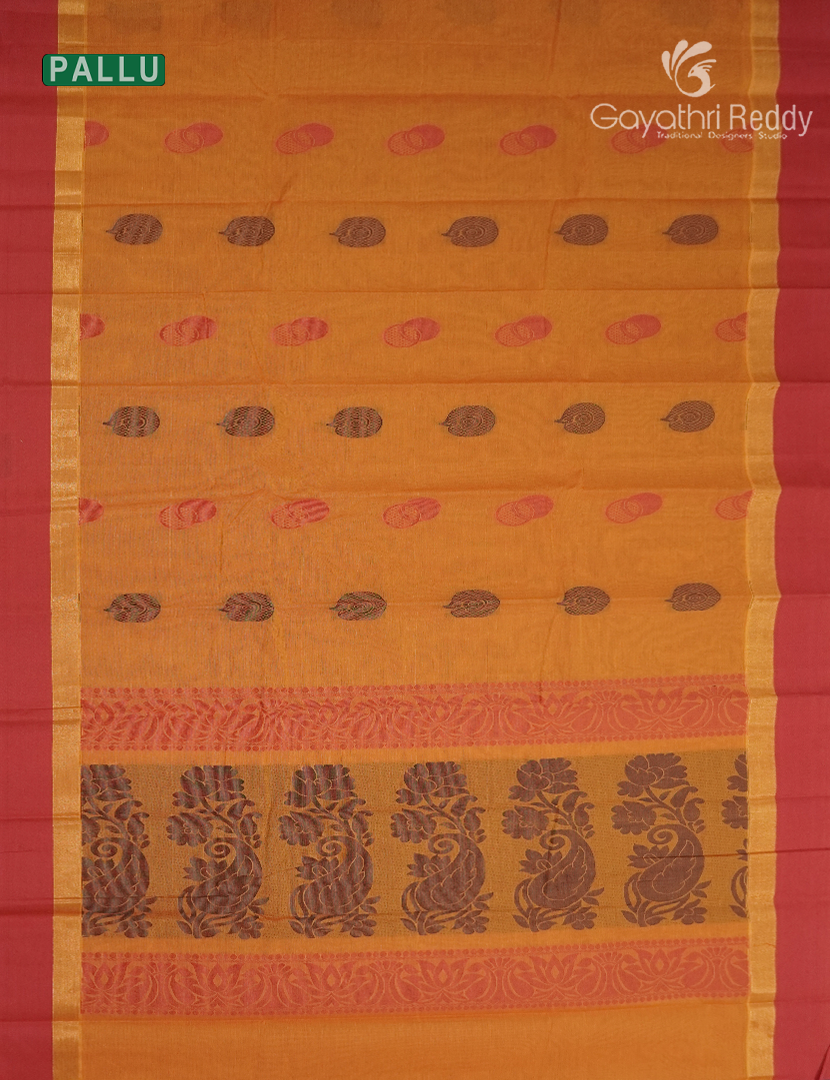 Pure Kanchi Cotton Saree in Orange