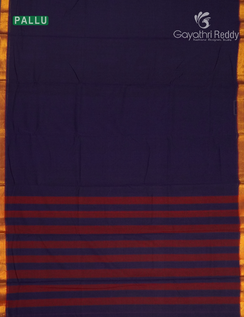 Pure Narayanpet Cotton Saree in Deep Navy Blue