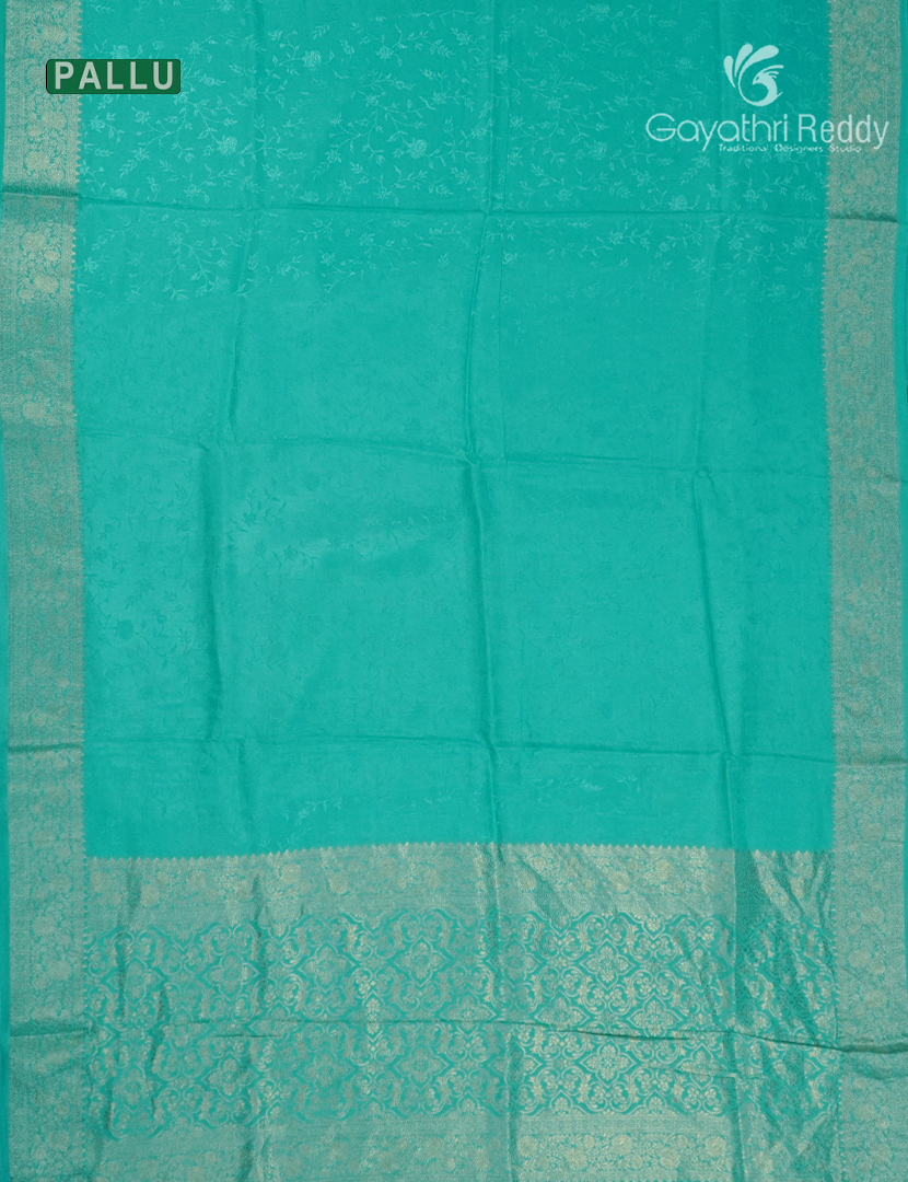 Semi Mysore Crepe Saree in Aqua Blue