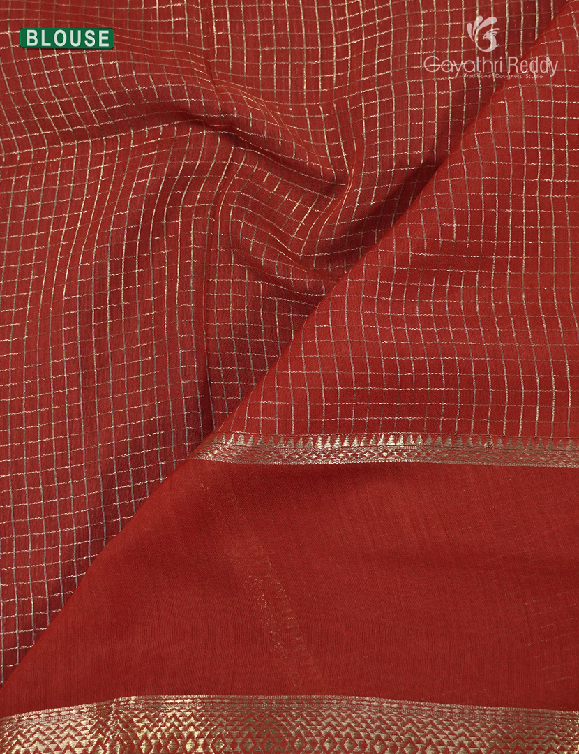 Semi Mysore Crepe Saree in Deep Peacock Blue and Red