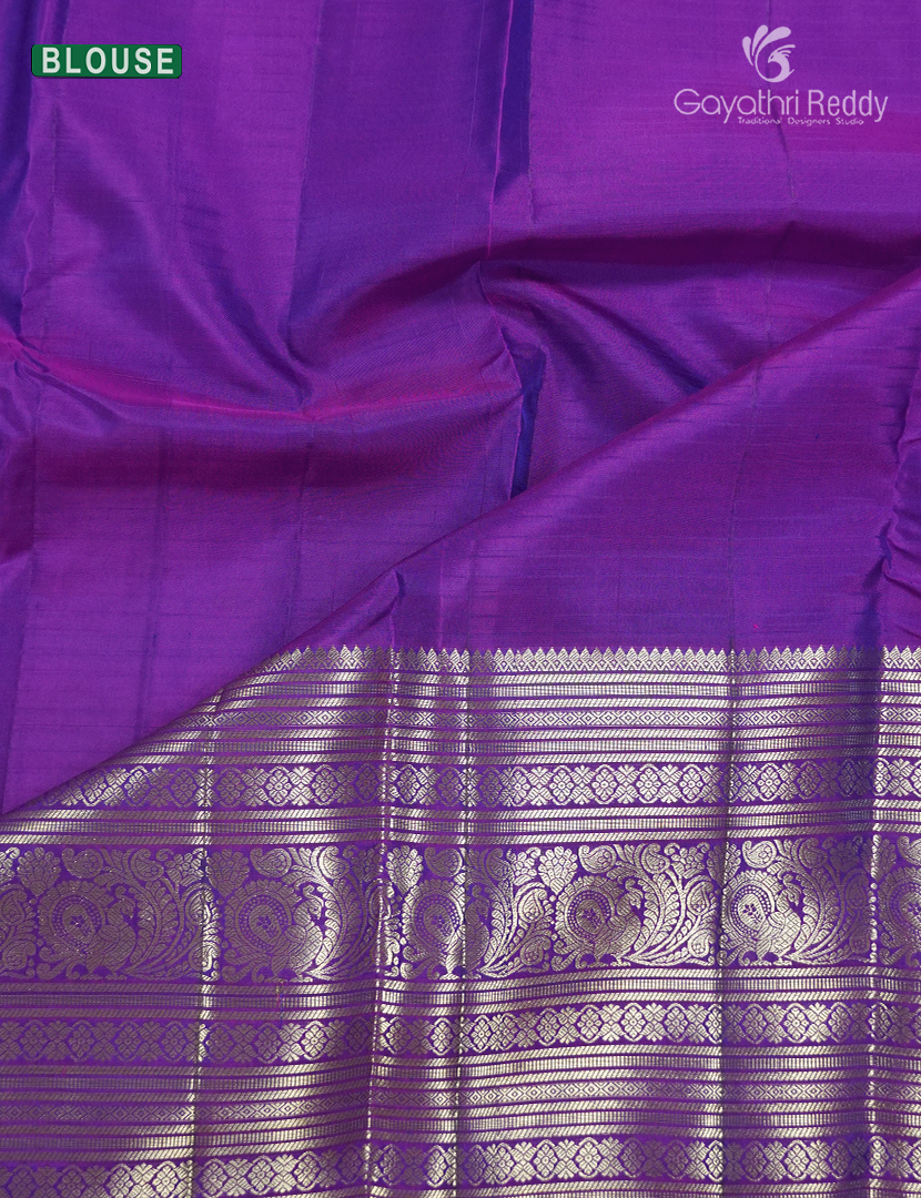 Pure Kanchipuram Vintage Saree in Light SeaGreen and Purple
