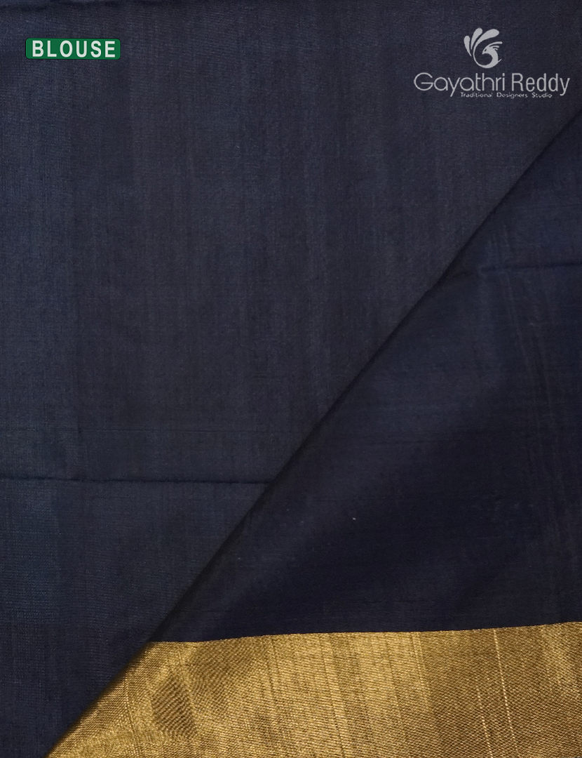 Kanchipuram Sico Saree in Mustard and Navy Blue