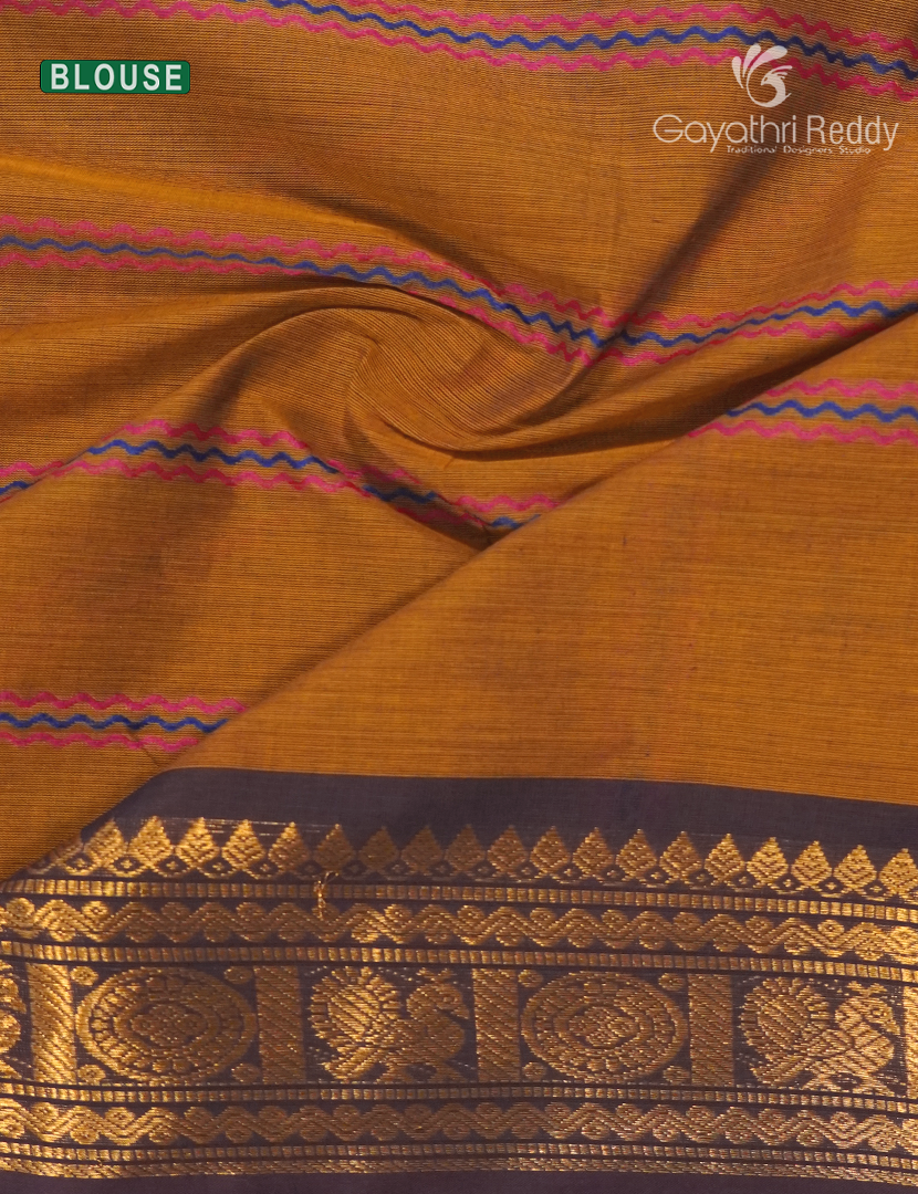 Pure Handloom Cotton Saree in Deep Mustard