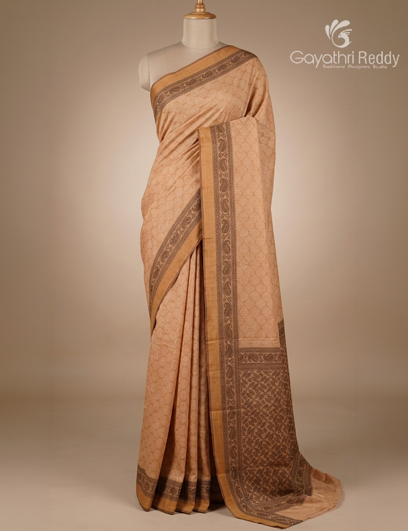 Pure Kanchi Cotton Saree in Mud Brown