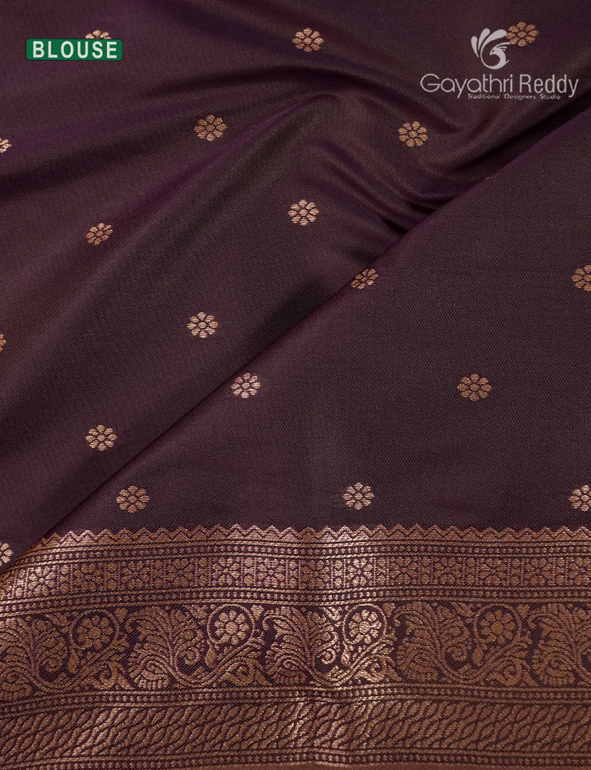 Semi Kanchipuram Art Silk Saree in Earthy Brown