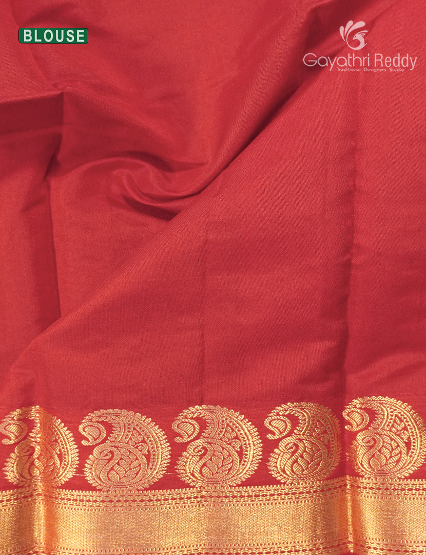 Pure Kanchi Sico Saree in Mustard and Red