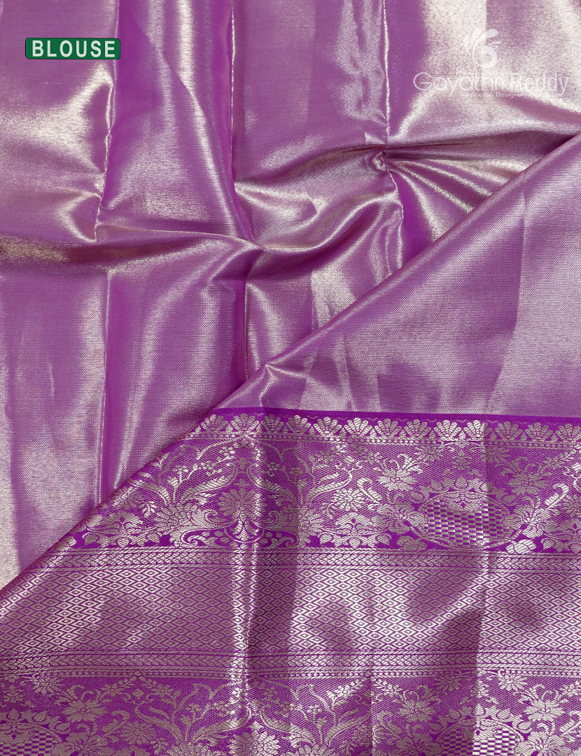 Semi Kanchipuram Silk Saree in Milk White and Magenta
