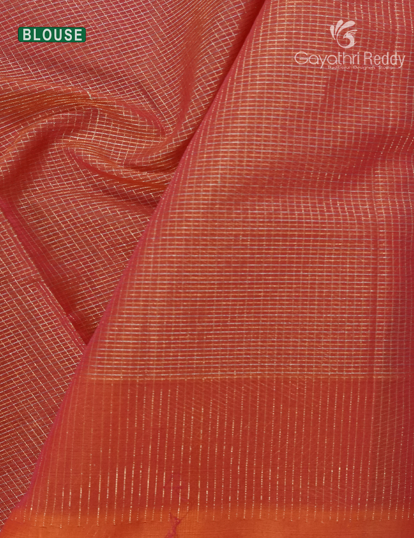Pure Kanchipuram Sico Saree in Peachish Orange