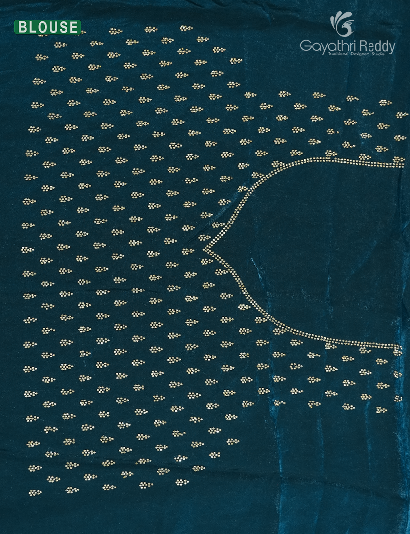 Organza Fancy Saree in Peacock Blue