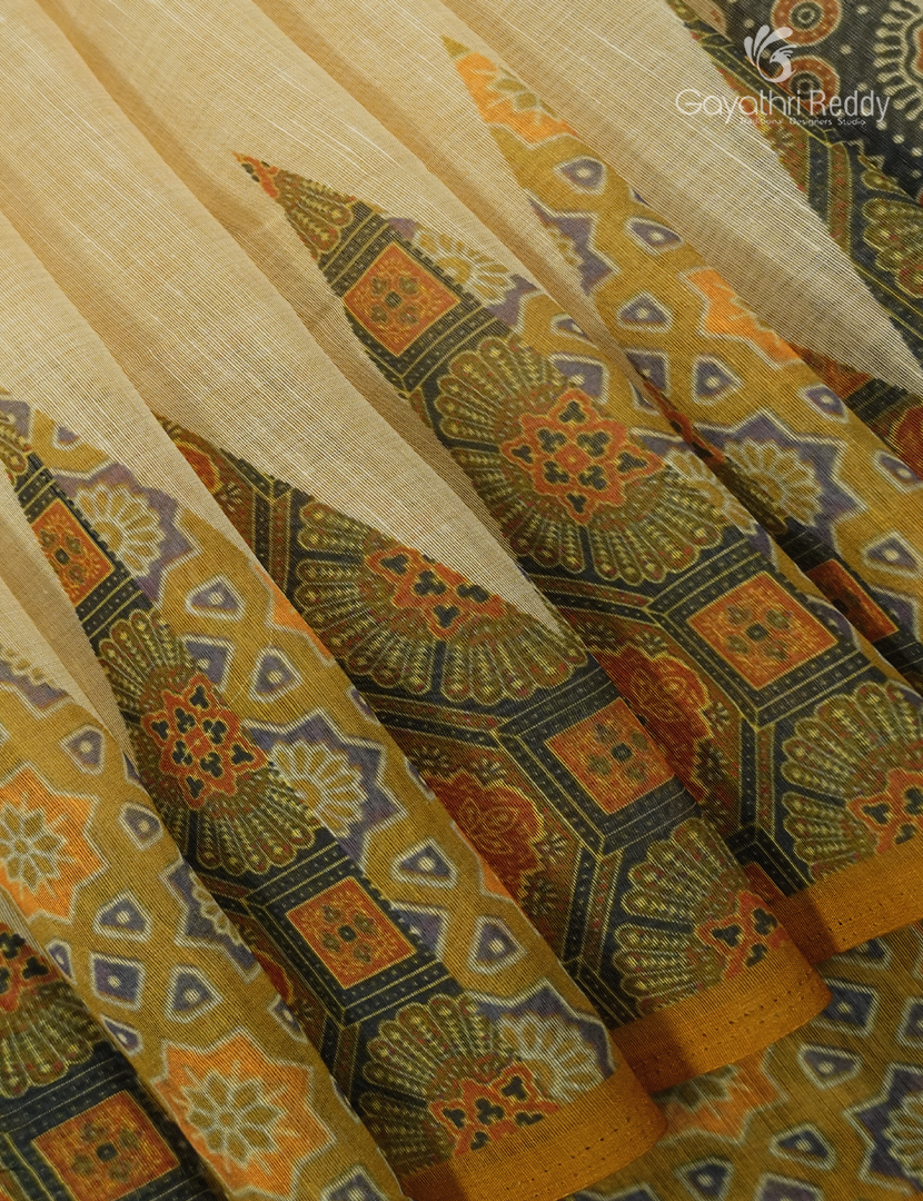Pure Linen Saree in Pastel Yellow