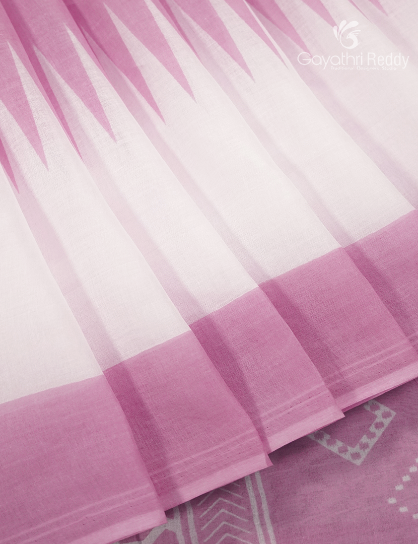 Pure MulMul Cotton Saree in Cream and Baby Pink