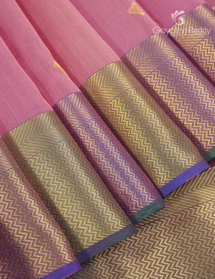 Pure Chanderi Sico Saree in Baby Pink