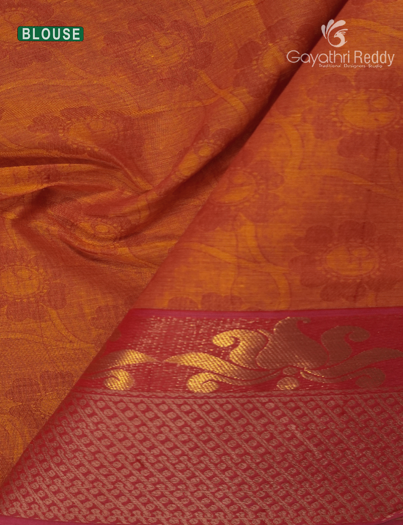 Pure Kanchi Cotton Saree in Orange