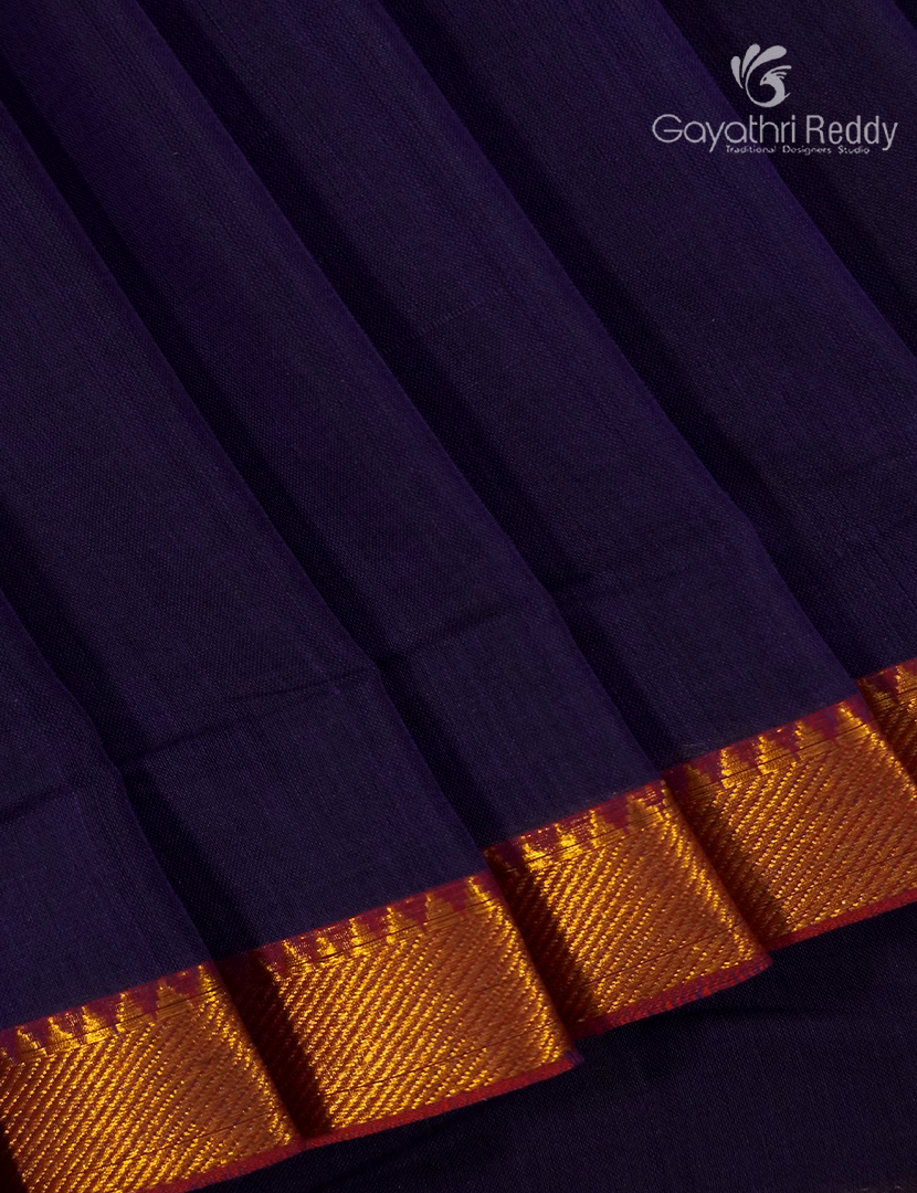 Pure Narayanpet Cotton Saree in Deep Navy Blue