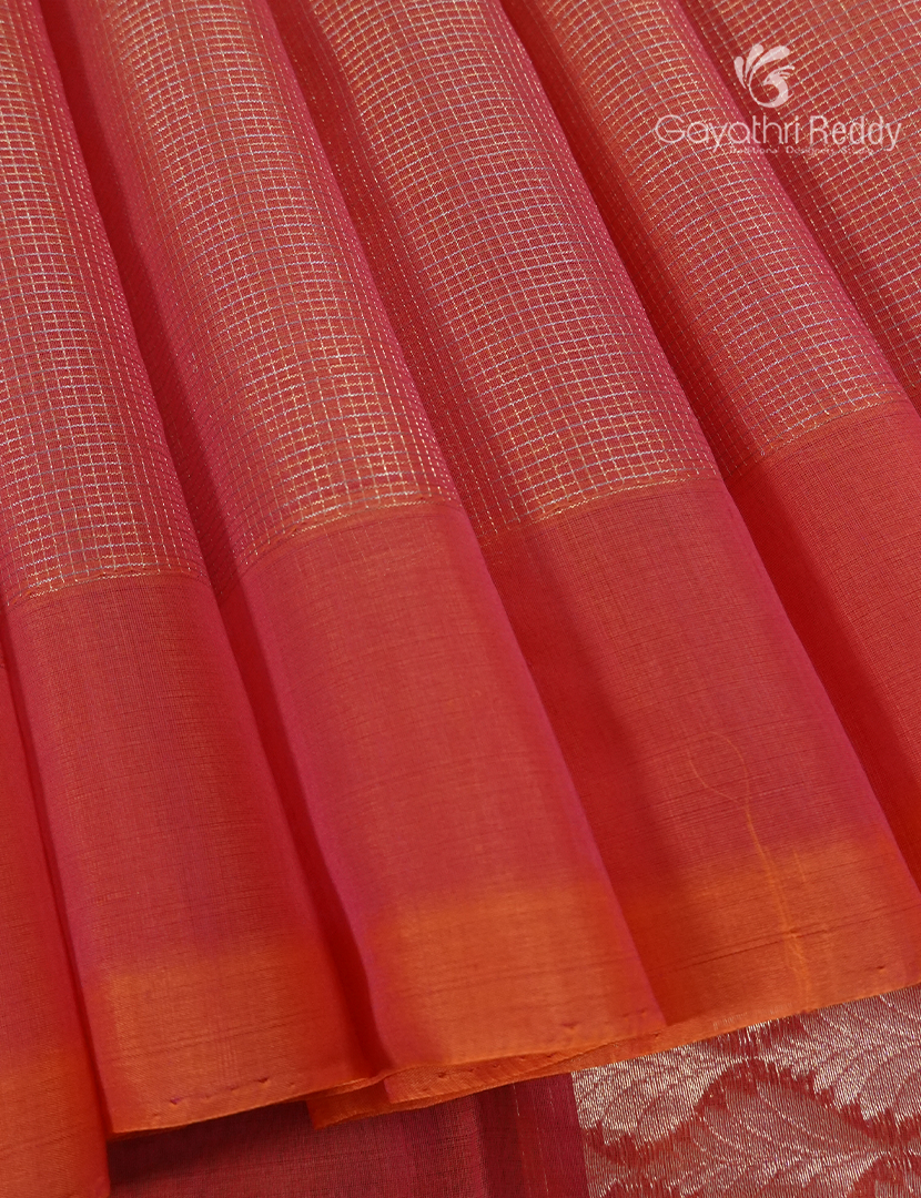 Pure Kanchipuram Sico Saree in Peachish Orange