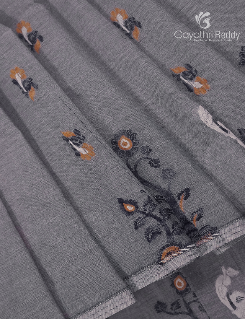 Jamdani Cotton Saree in Grey