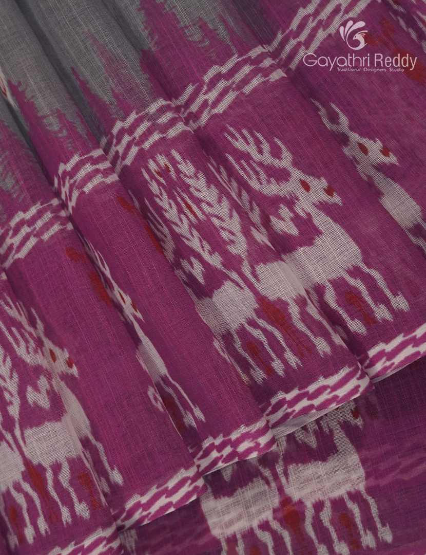 Linen Cotton Saree in Grey