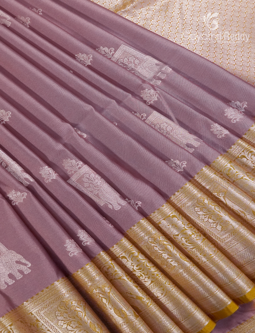 Soft Silk Saree in Mauve and Deep Mustard