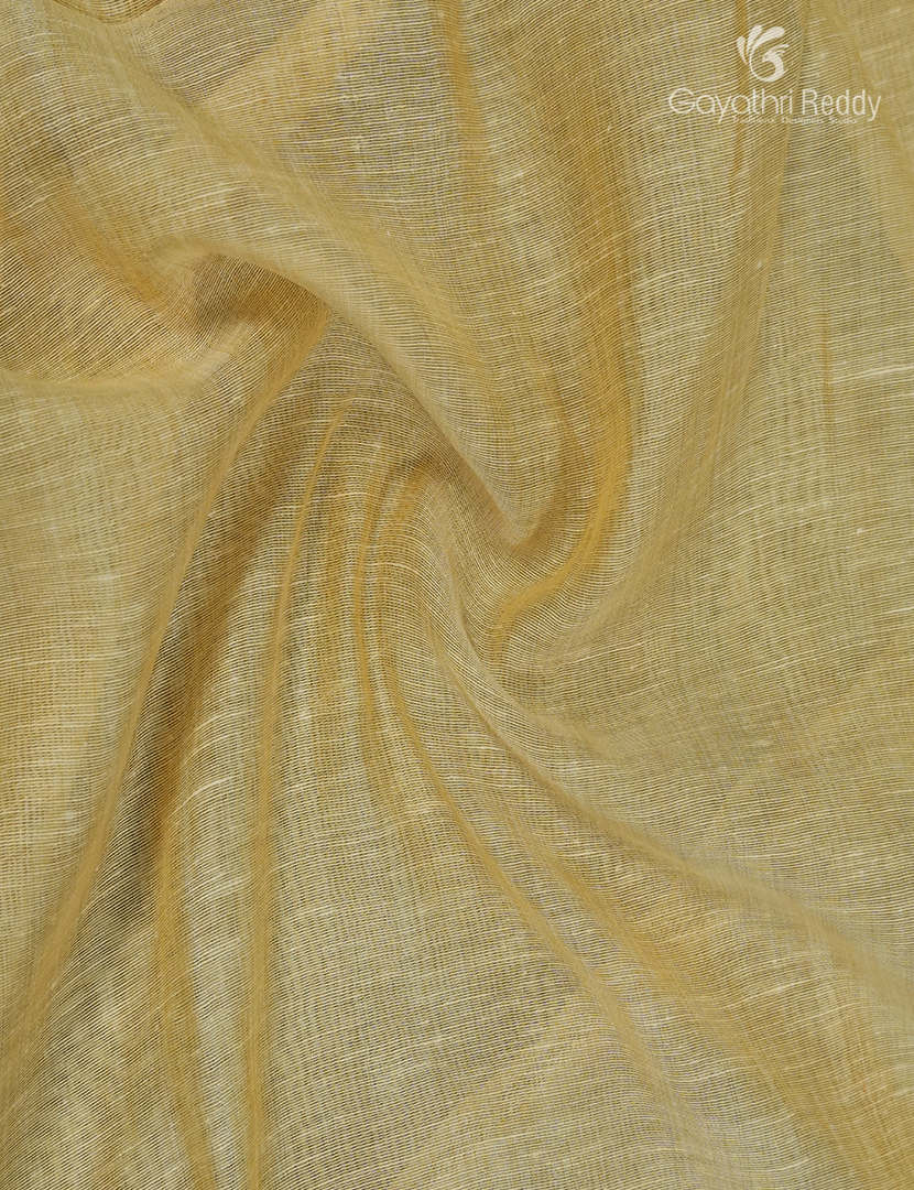 Pure Linen Saree in Pastel Yellow