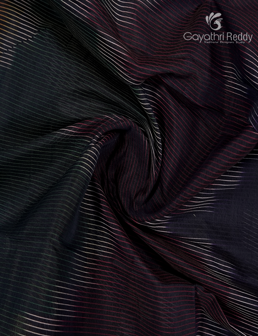 Semi Ikat Sico Saree in Navy Blue