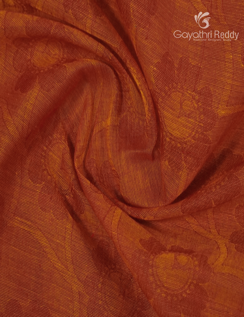 Pure Kanchi Cotton Saree in Orange